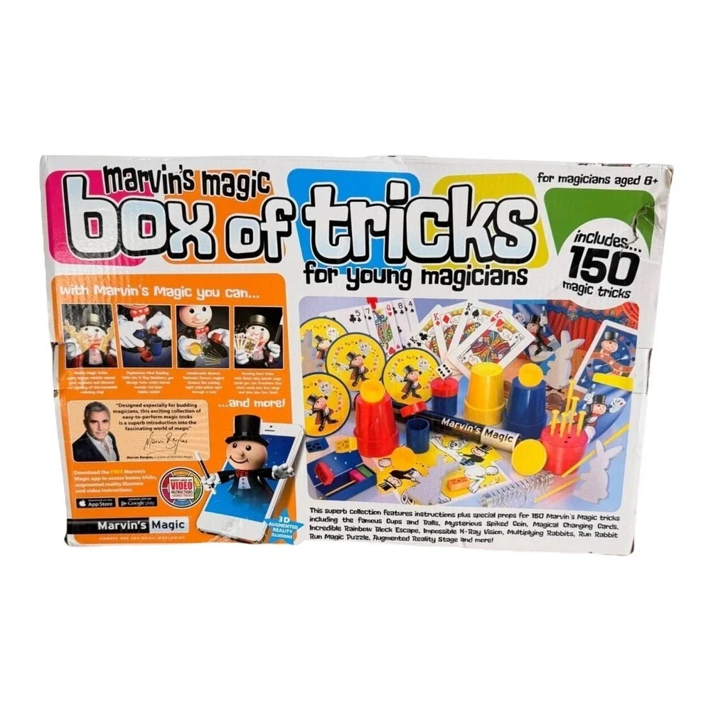 Marvin's Magic Box of Tricks Includes 150 Magic Tricks with Wand Cards Cups